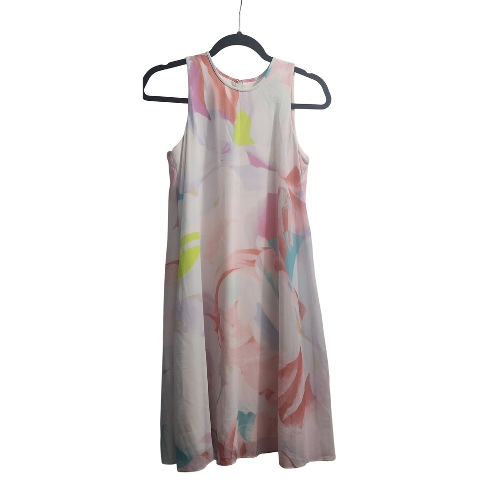 Calvin Klein Women Dress Abstract Floral Print Sleeveless Knee Length Size 4